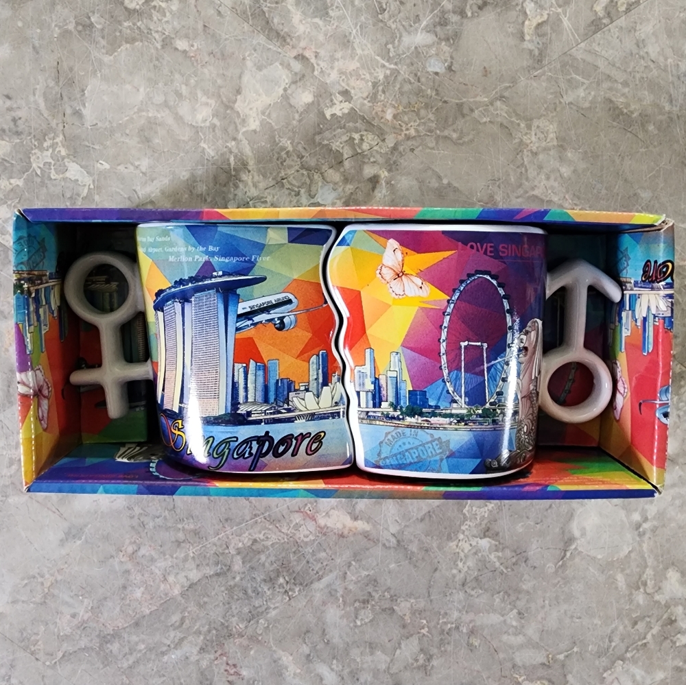New Singapore Couples Mug Set